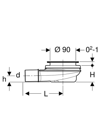 Geberit dušo sifonas d90 su dangteliu, vandens lygis iki 30mm