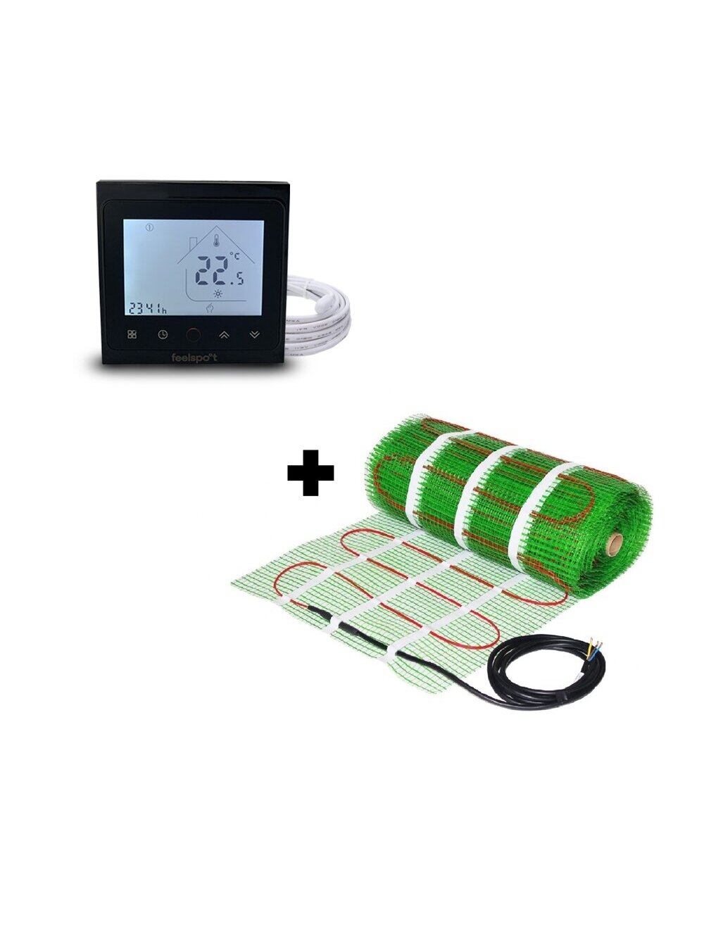 Grindinio šildymo tinklelis Wellmo MAT, 150 W + programuojamas termostatas Feelspot WTH-51.36 NEW Black 4