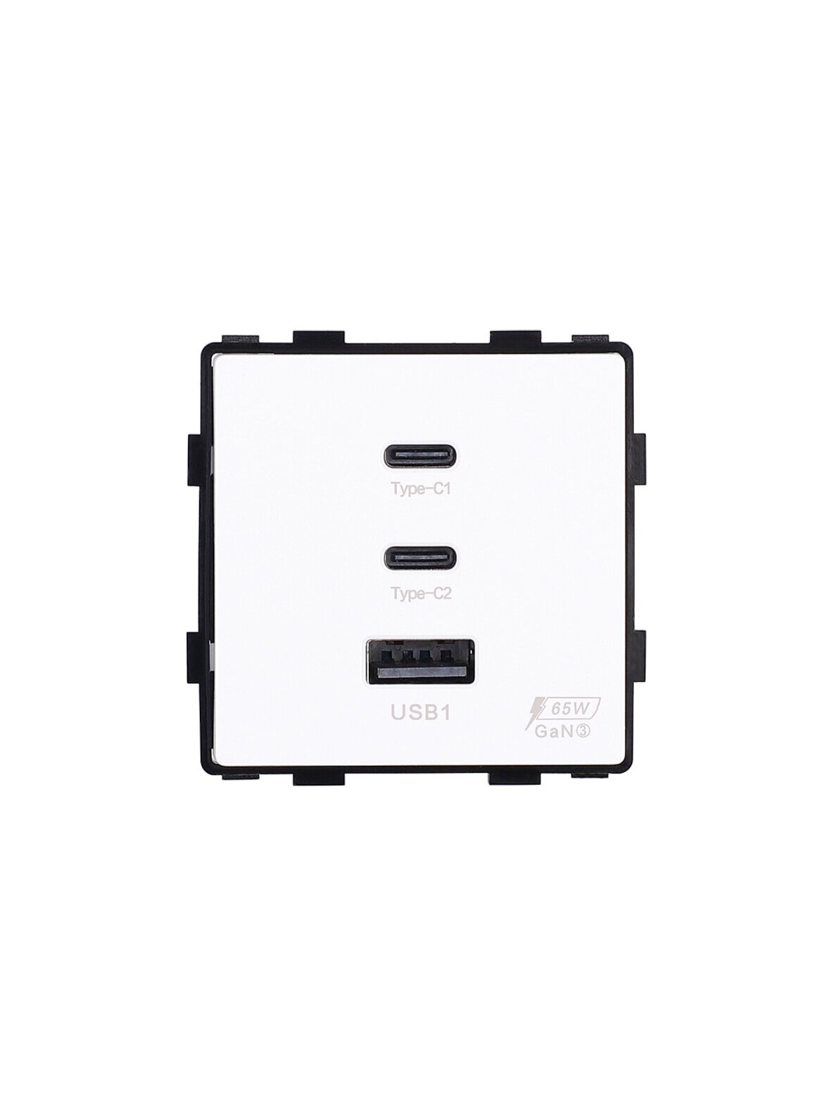 Greito krovimo rozetė Feelspot su USB+C+C jungtimis, 65W, balta