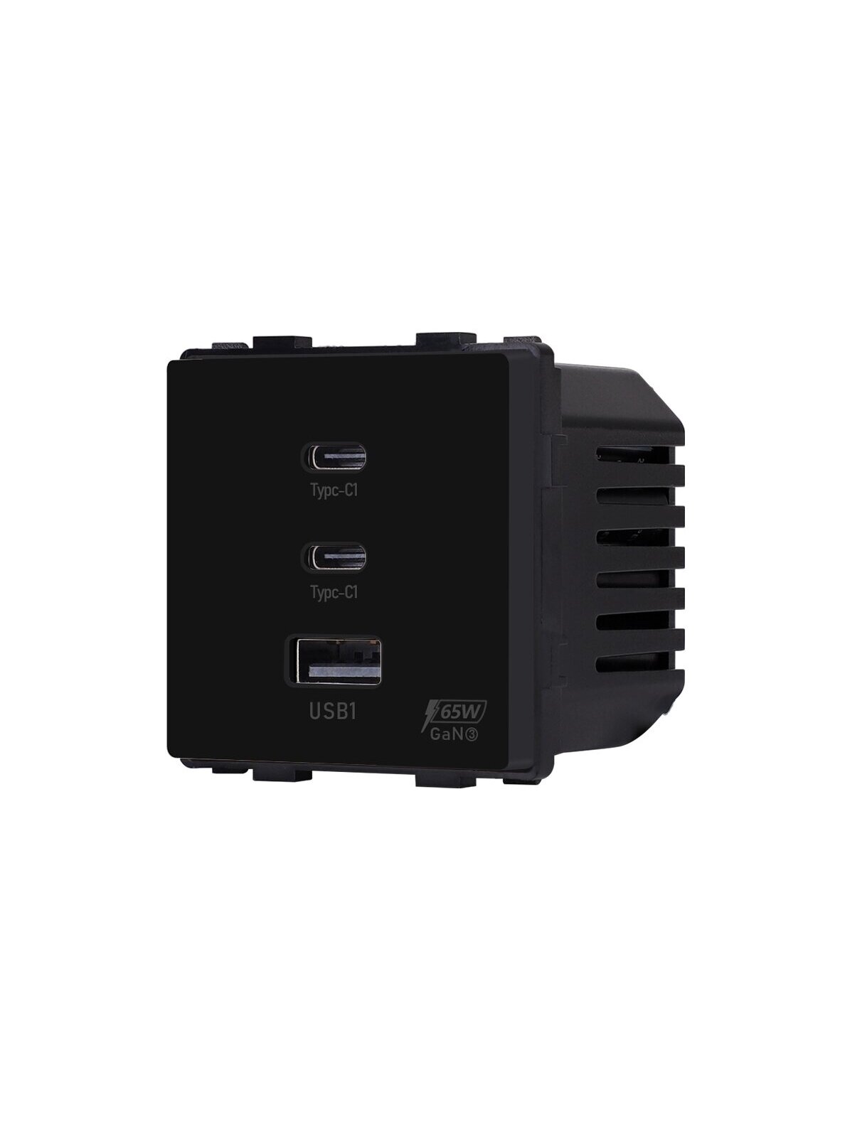 Greito krovimo rozetė Feelspot su USB+C+C jungtimis, 65W, juoda 1 Greito krovimo rozetė Feelspot su USB+C+C jungtimis, 65W, juoda 1