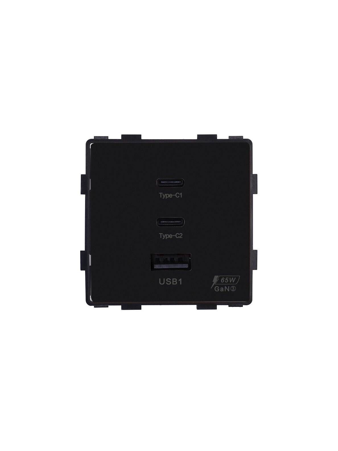 Greito krovimo rozetė Feelspot su USB+C+C jungtimis, 65W, juoda Greito krovimo rozetė Feelspot su USB+C+C jungtimis, 65W, juoda