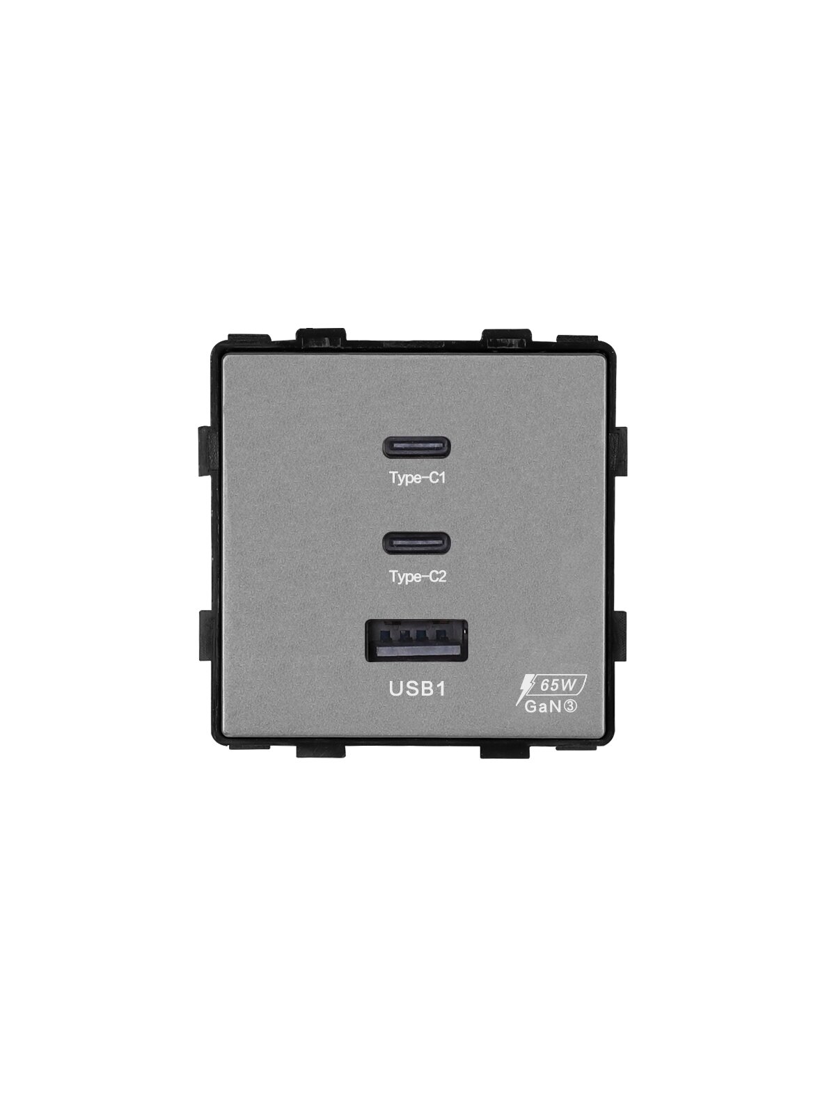Greito krovimo rozetė Feelspot su USB+C+C jungtimis, 65W, pilka Greito krovimo rozetė Feelspot su USB+C+C jungtimis, 65W, pilka