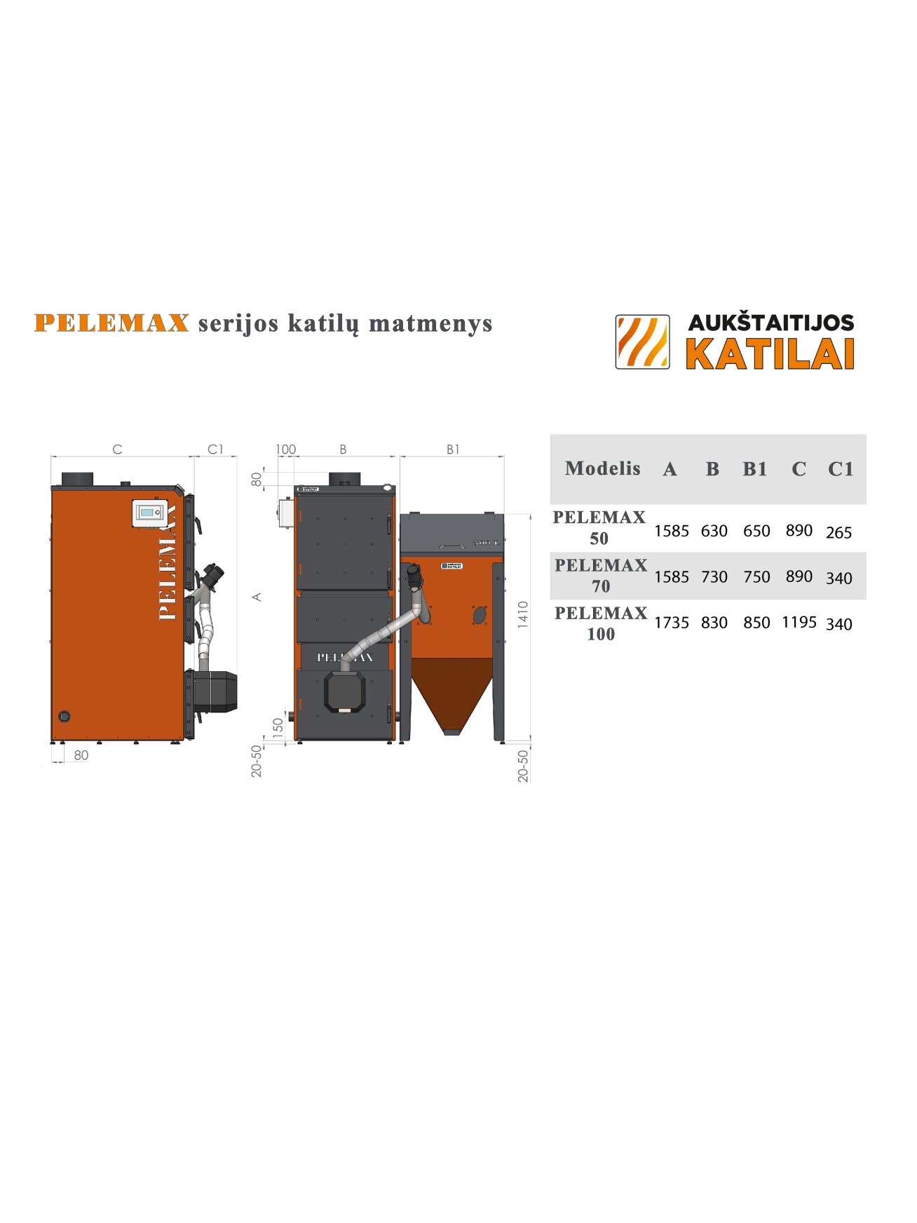 Granulinis katilas Pelemax 70 kW, komplekte su rotaciniu 50 kW degikliu, 500 l bunkeriu 3 Granulinis katilas Pelemax 70 kW, komplekte su rotaciniu 50 kW degikliu, 500 l bunkeriu 3