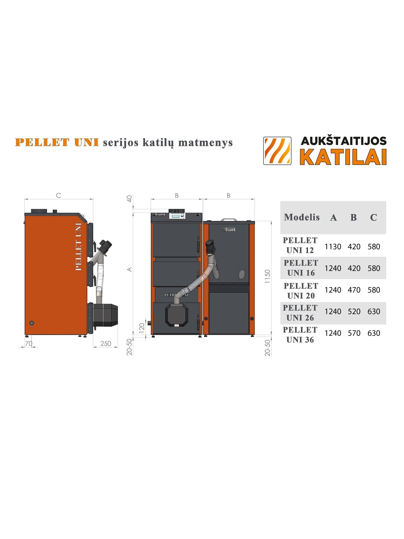 Granulinis katilas PELLET UNI 20 kW su rotac. 16 kW degikliu, sraigtu, 320 l met. bunkeriu 3 Granulinis katilas PELLET UNI 20 kW su rotac. 16 kW degikliu, sraigtu, 320 l met. bunkeriu 3
