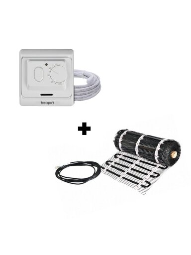 Grindinio šildymo tinklelis Warmset BLACK, 85W + neprogram. termostatas Feelspot WTH71.36
