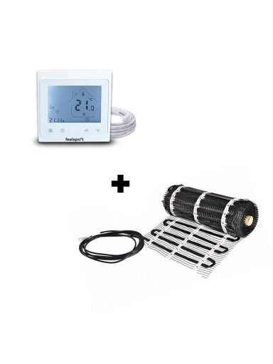 Grindinio šildymo tinklelis Warmset BLACK, 85W + program. termostatas Feelspot WTH51.36 NEW
