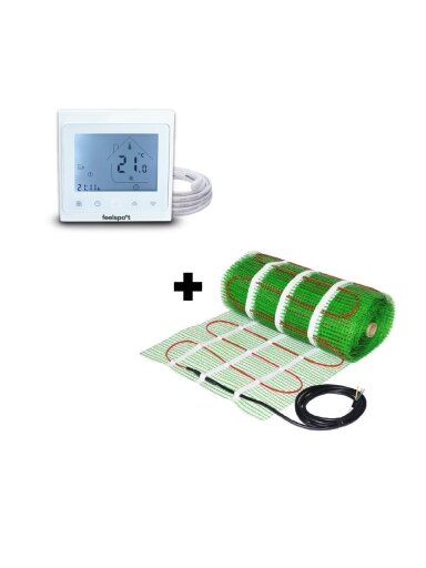 Grindinio šildymo tinklelis Wellmo MAT, 100 W/m² + programuojamas termostatas Feelspot WTH51.36 NEW