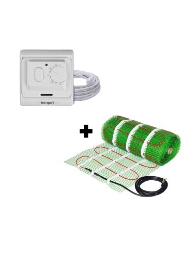 Grindinio šildymo tinklelis Wellmo MAT, 150 W + neprogramuojamas termostatas Feelspot WTH71.36