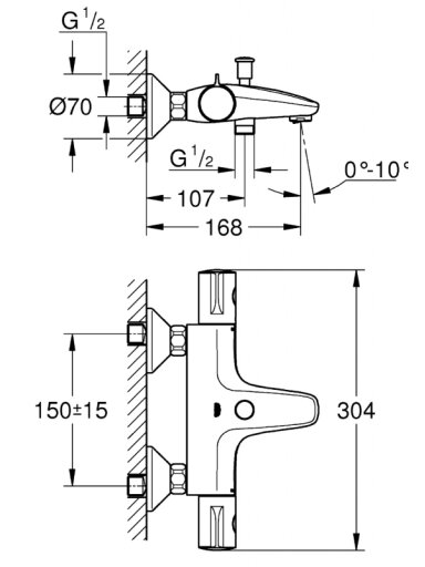 Grohtherm 800 termostatinis maišytuvas voniai/dušui