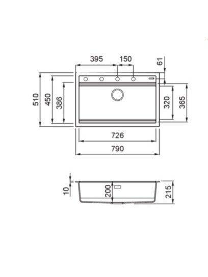 Granitinė plautuvė ELLECI  BEST 130 79x51 juoda K86 J016163 1