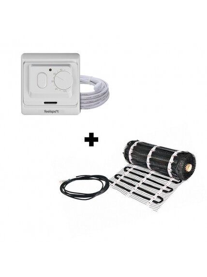 Grindinio šildymo tinklelis Warmset BLACK, 85W + neprogram. termostatas Feelspot WTH71.36