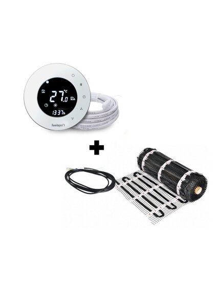 Grindinio šildymo tinklelis Warmset BLACK, 85W + program. termostatas Feelspot WTH93.36