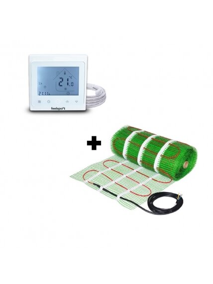 Grindinio šildymo tinklelis Wellmo MAT, 150 W + programuojamas termostatas Feelspot WTH-51.36 NEW Grindinio šildymo tinklelis Wellmo MAT, 150 W + programuojamas termostatas Feelspot WTH-51.36 NEW