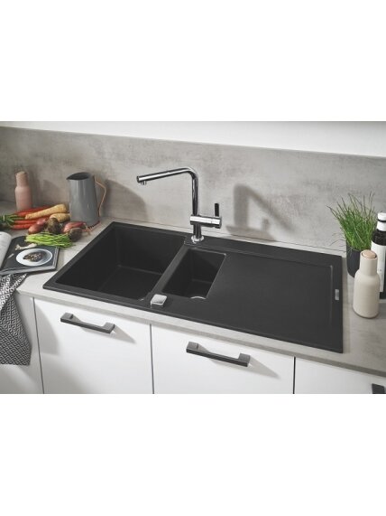 Grohe akmens masės plautuvė K500, 1000x500 mm, granito juoda 2 Grohe akmens masės plautuvė K500, 1000x500 mm, granito juoda 2