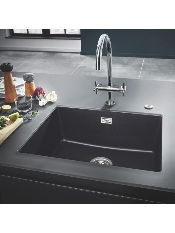 Grohe plautuvė K700U, montuojama iš apačios, 610x460mm, granito juodos spalvos Grohe plautuvė K700U, montuojama iš apačios, 610x460mm, granito juodos spalvos