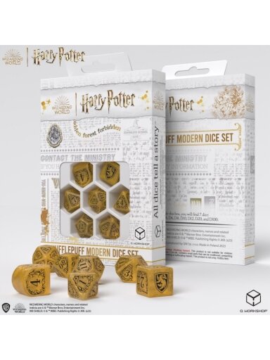 Harry Potter. Hufflepuff Modern Dice kauliukų rinkinys (geltonos sp.)