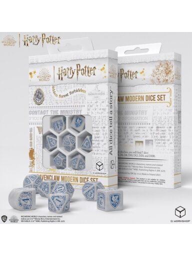 Harry Potter. Ravenclaw Modern Dice kauliukų rinkinys (baltos sp.)