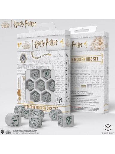 Harry Potter. Slytherin Modern Dice kauliukų rinkinys (baltos sp.)
