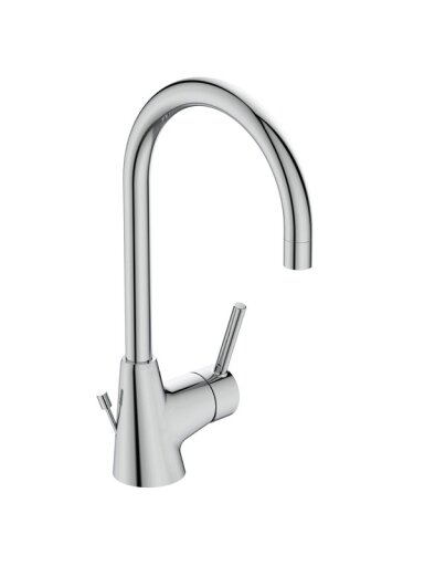 Ideal Standard Ceraline aukštas maišytuvas su dugno vožtuvu, 5 l/min, karšto vandens ribotuvas, chromas