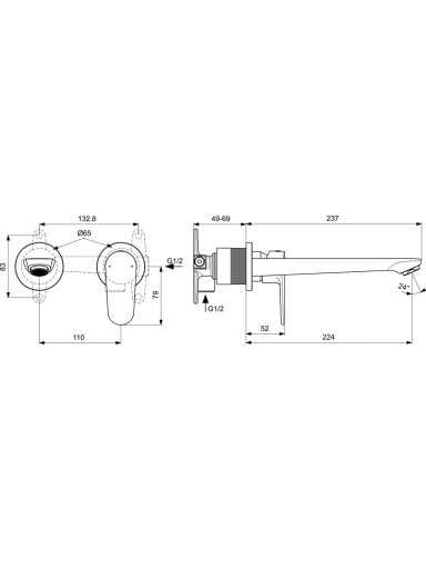 Ideal Standard potinkinis praustuvo maišytuvas Cerafine O, 224 mm snapas, chromas