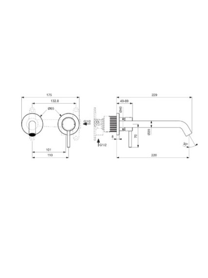 Ideal Standard CERALINE Nuovo potinkinis praustuvo maišytuvas, 220 mm, reikalinga potinkinė.d (A1313)juoda matinė 1 Ideal Standard CERALINE Nuovo potinkinis praustuvo maišytuvas, 220 mm, reikalinga potinkinė.d (A1313)juoda matinė 1