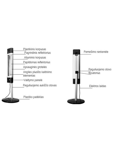 Infraraudonųjų spindulių šildytuvas Veito CH1800 RE, juodas 5