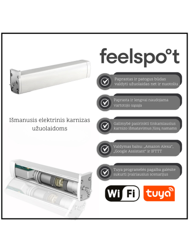 Išmanusis elektrinis karnizas užuolaidoms (6m) Feelspot FS-CM06W  WiFi, Tuya