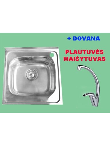 IŠPARDAVIMAS! Nerūdijančio plieno plautuvė 877 uždedama su sifonu DOVANA maišytuvas  virtuvinis A2208