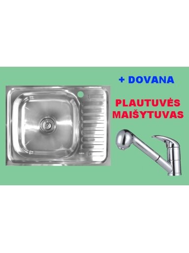 IŠPARDAVIMAS! Nerūdijančio plieno plautuvė 927 kairė/dešinė  uždedama su sifonu DOVANA maišytuvas virtuvinis A2210