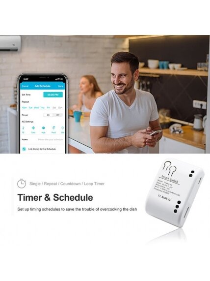 Išmanusis jungiklis - rėlė Feelspot FS-SRS02W RF, Wi-fi, Tuya 3 Išmanusis jungiklis - rėlė Feelspot FS-SRS02W RF, Wi-fi, Tuya 3
