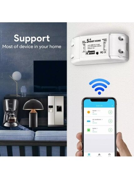 Išmanusis jungiklis - rėlė Feelspot FS-WB01W 10A Wi-fi, Tuya 6