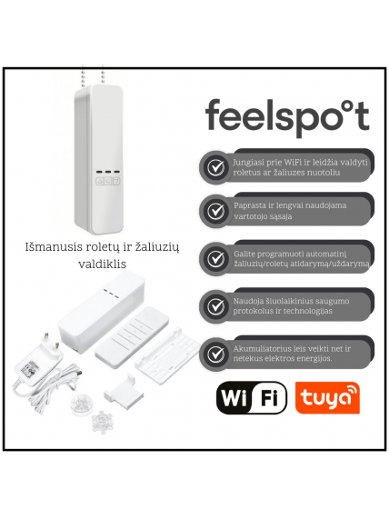 Išmanusis roletų ir žaliuzių valdiklis Feelspot FS-BDM01W WiFi, Tuya