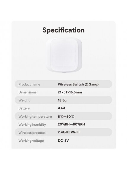 Išmanusis scenarijų jungiklis – mygtukas Feelspot FS-WSW01W Wi-Fi, Tuya 7 Išmanusis scenarijų jungiklis – mygtukas Feelspot FS-WSW01W Wi-Fi, Tuya 7