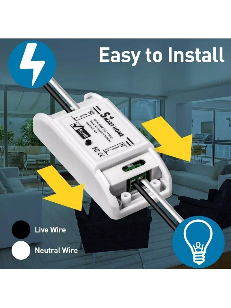 Išmanusis jungiklis - rėlė Feelspot FS-WB01W 10A Wi-fi, Tuya 4 Išmanusis jungiklis - rėlė Feelspot FS-WB01W 10A Wi-fi, Tuya 4