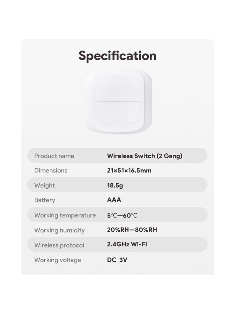 Išmanusis scenarijų jungiklis – mygtukas  Feelspot FS-WSW01W Wi-Fi, Tuya 7