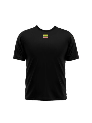 Juodi marškinėliai unisex su užrašu Lietuva ir vėliavėle ant nugaros