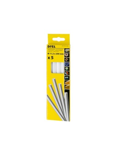 Karštų klijų lazdelės 11,2 mm x 200 mm, baltos, 5 vnt.