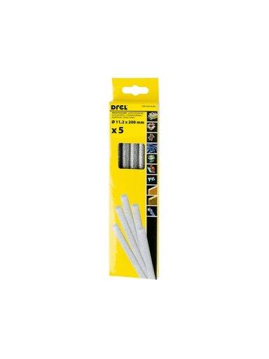 Karštų klijų lazdelės 11,2 mm x 200 mm, su blizgučiais, sidabrinės, 5 vnt.