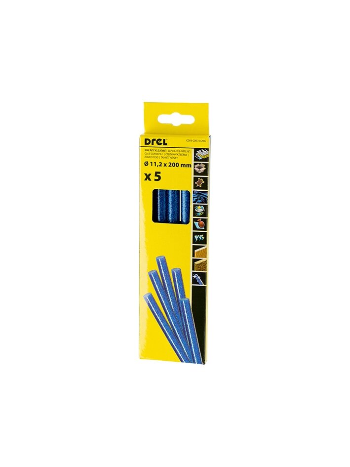 Karštų klijų lazdelės 11,2 mm x 200 mm, su blizgučiais, mėlynos, 5vnt. Karštų klijų lazdelės 11,2 mm x 200 mm, su blizgučiais, mėlynos, 5vnt.