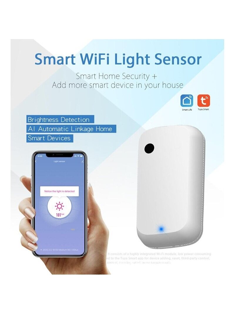 Kambario šviesos ryškumo jutiklis su WIFI Feelspot FS-LBS01W 0-1000 LUX, Tuya 4 Kambario šviesos ryškumo jutiklis su WIFI Feelspot FS-LBS01W 0-1000 LUX, Tuya 4