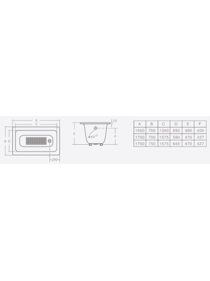 Ketinė vonia COMFORT NEW 170x70x47 1 Ketinė vonia COMFORT NEW 170x70x47 1