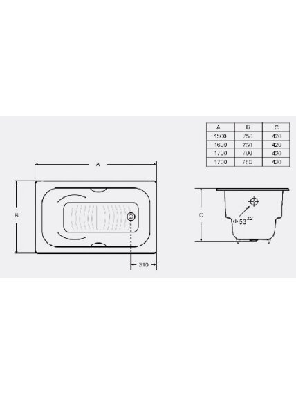Ketinė vonia MASSI 180x80x45 su rankenomis 1 Ketinė vonia MASSI 180x80x45 su rankenomis 1