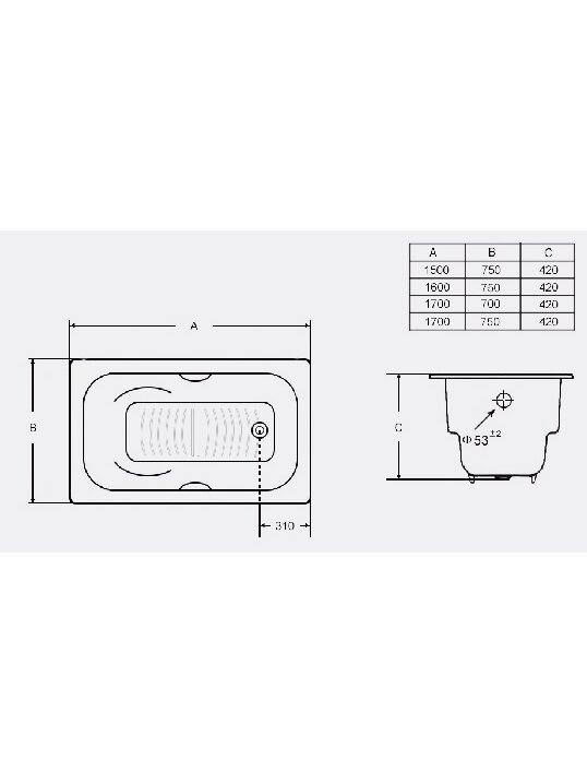 Ketinė vonia MASSI 180x80x45 su rankenomis 1 Ketinė vonia MASSI 180x80x45 su rankenomis 1
