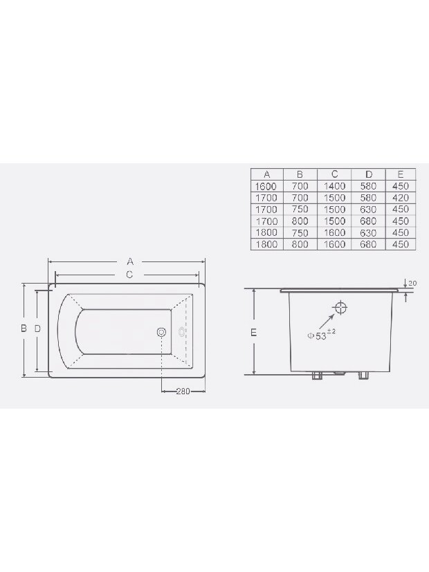 Ketinė vonia ELITE 180x80x45 1 Ketinė vonia ELITE 180x80x45 1