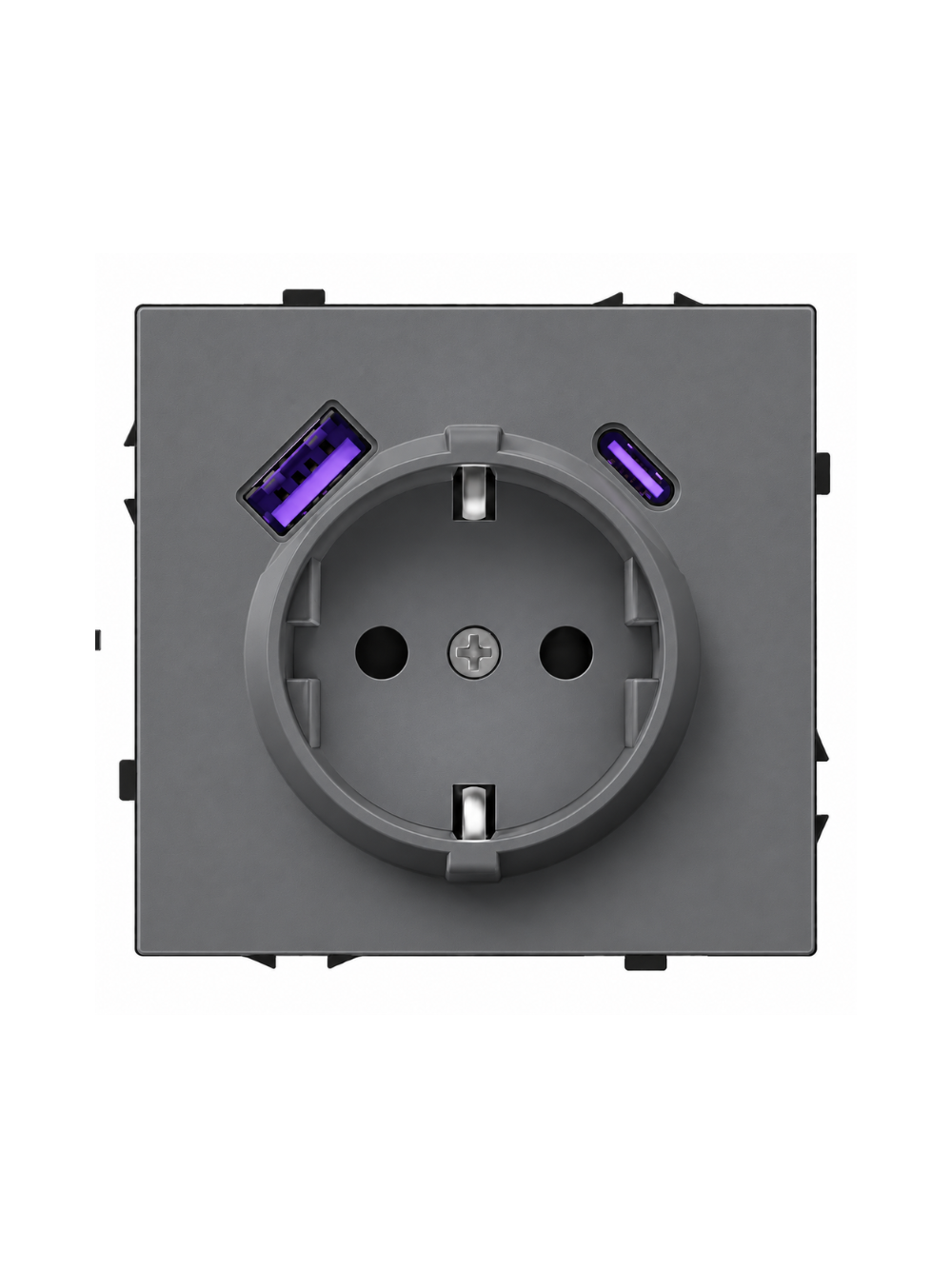 Kištukinis lizdas su USB A+C jungtimis Feelspot FSKL1A1CG, 20W, pilkas Kištukinis lizdas su USB A+C jungtimis Feelspot FSKL1A1CG, 20W, pilkas