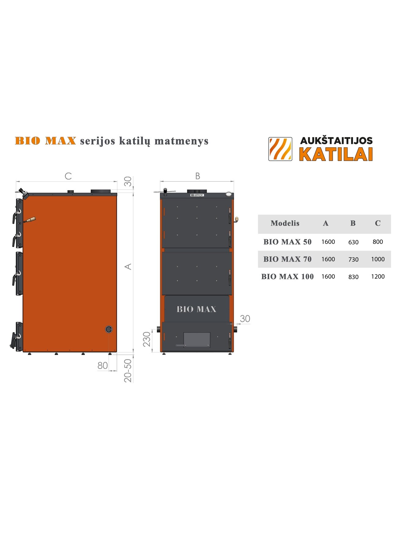 Kieto kuro katilas BIO MAX, 50 kW 3