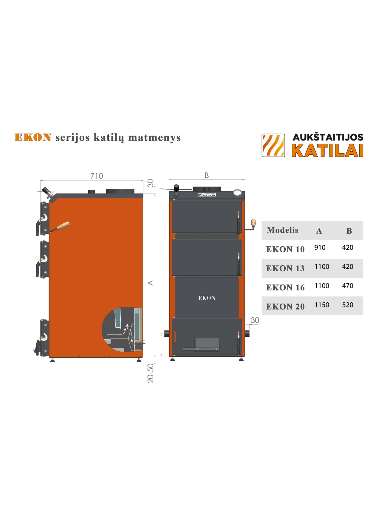 Kieto kuro katilas EKON, apatinio degimo, 20kW 2 Kieto kuro katilas EKON, apatinio degimo, 20kW 2