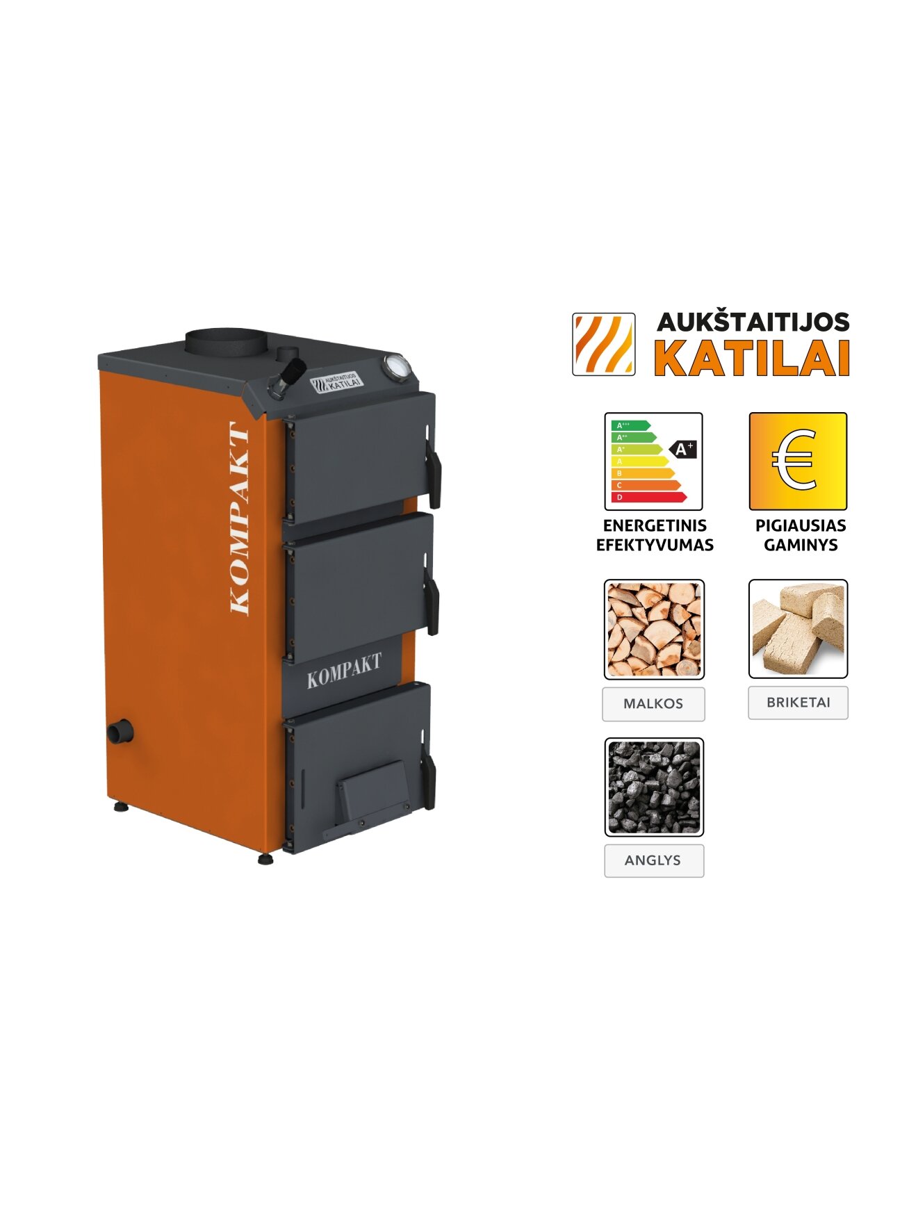 Kieto kuro katilas KOMPAKT 16, 16kW 1 Kieto kuro katilas KOMPAKT 16, 16kW 1