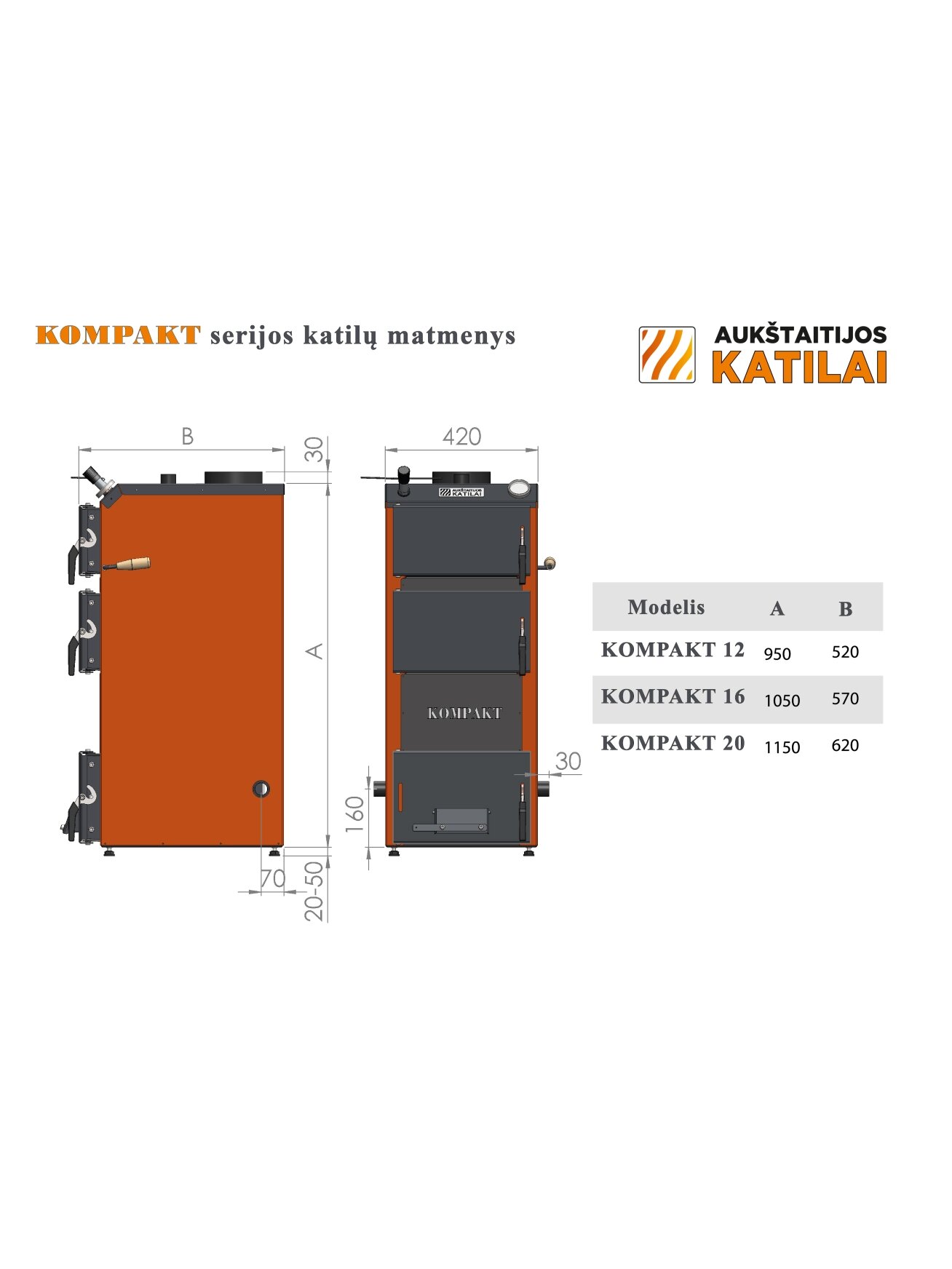 Kieto kuro katilas KOMPAKT 16, 16kW 2 Kieto kuro katilas KOMPAKT 16, 16kW 2