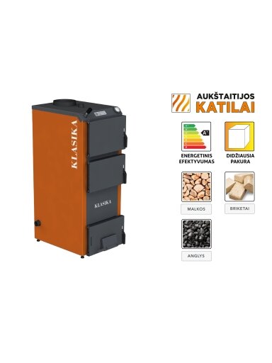 Kieto kuro katilas KLASIKA, viršutinio degimo, 16kW